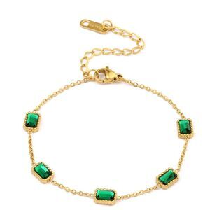 "Isla Verde" Emerald Baguette 18K Gold Bracelete E:2